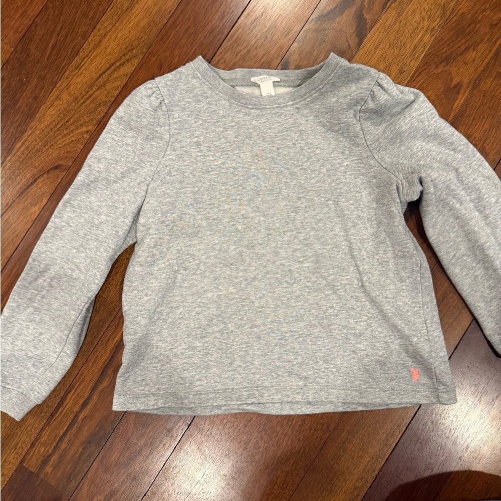 Crewcuts cozy fleece puff-sleeve sweatshirt Heather gray Sz medium